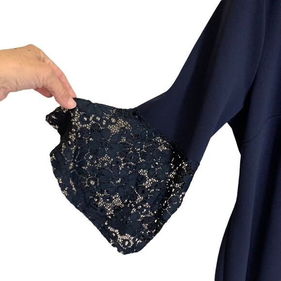 Hope & Harlow Navy Blue Bell Sleeve Dress - Size 14 - Picture 9 of 14